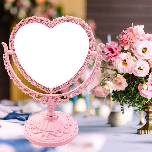 Vintage Heart Vanity Makeup Cosmetic Desktop Makeup Mirror Barbie Y2K-Styles - Picture 8 of 9